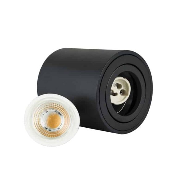 OPBOUWSPOT ZWART ROND MET GU10 FITTING-5334