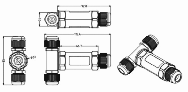 5 PIN T-VORM WATERPROOF CONNECTOR IP67-5588